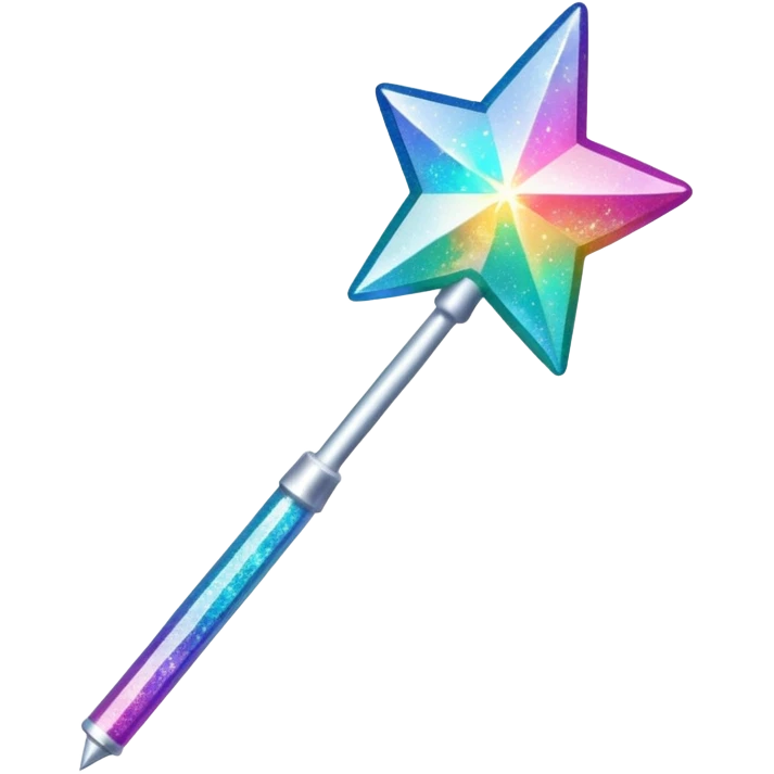 shiny and sparkly glitter magic wand with a star tip emoji