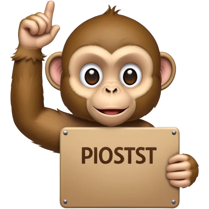 A monkey holding a protest sign emoji