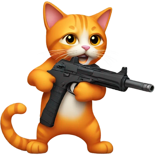 Orange cat with gun emoji