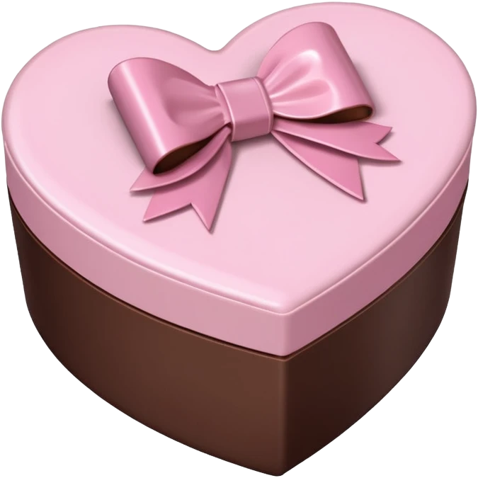 pale pink heart box, pale pink bow, filled with chocolates inside emoji