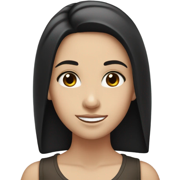 White girl with hair Black and Dark brow eyes smiling emoji