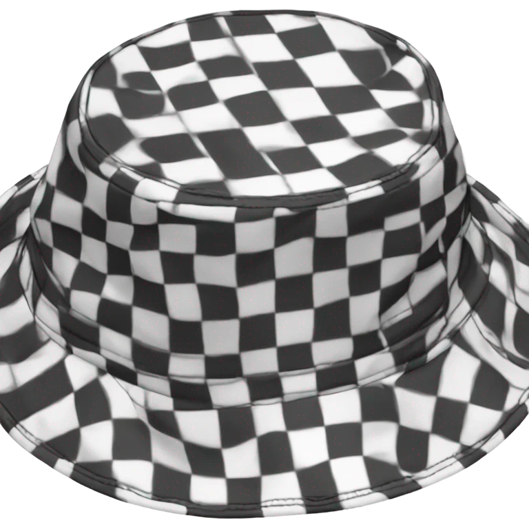 Black-and-white checkered bucket hat emoji