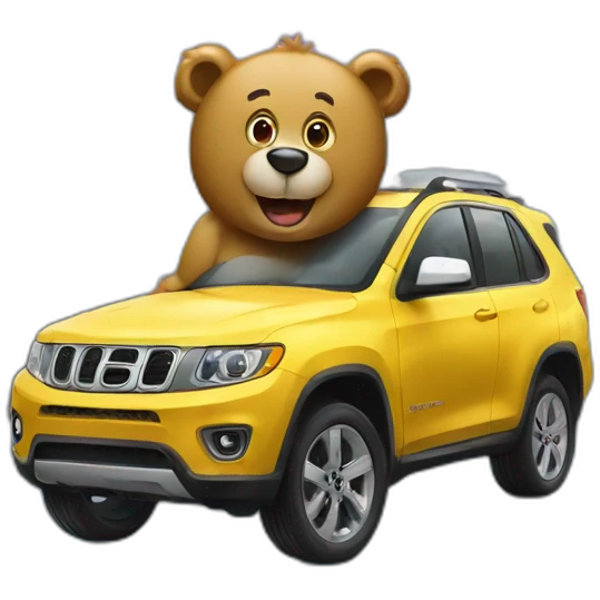 bear at car wash station like a clown emoji