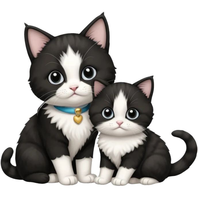 Scottish Tuxedo cat with a baby Scottish Tuxedo cat emoji