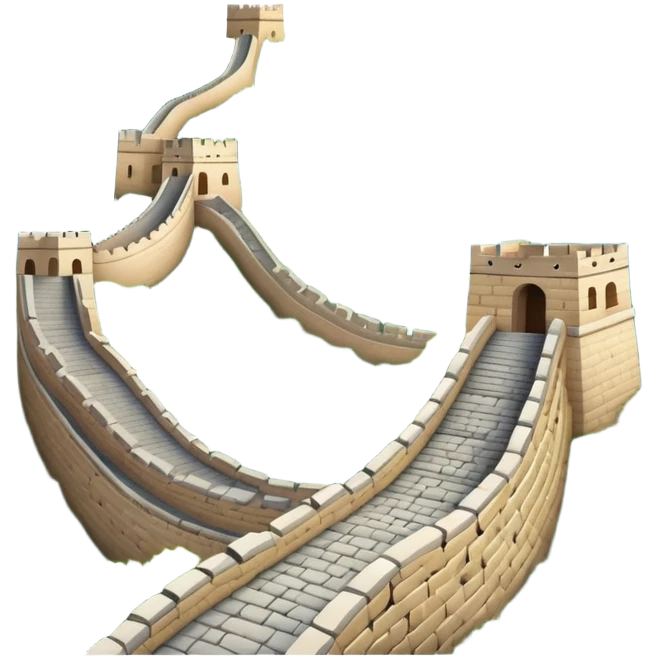 Great Wall of China, winding along mountain ridge, iconic stone structure, emoji style emoji