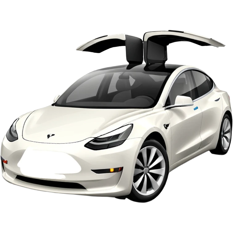 Tesla model 3 white. Icon emoji