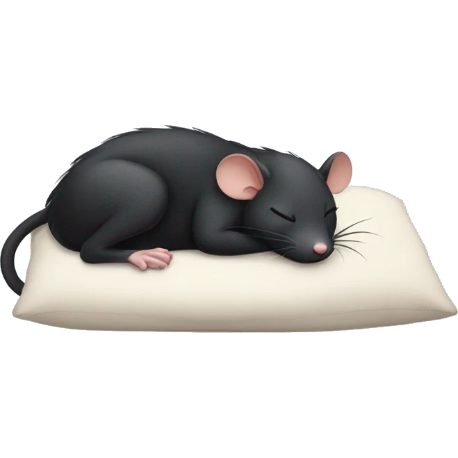 sleeping unhappy black rat laying on back emoji