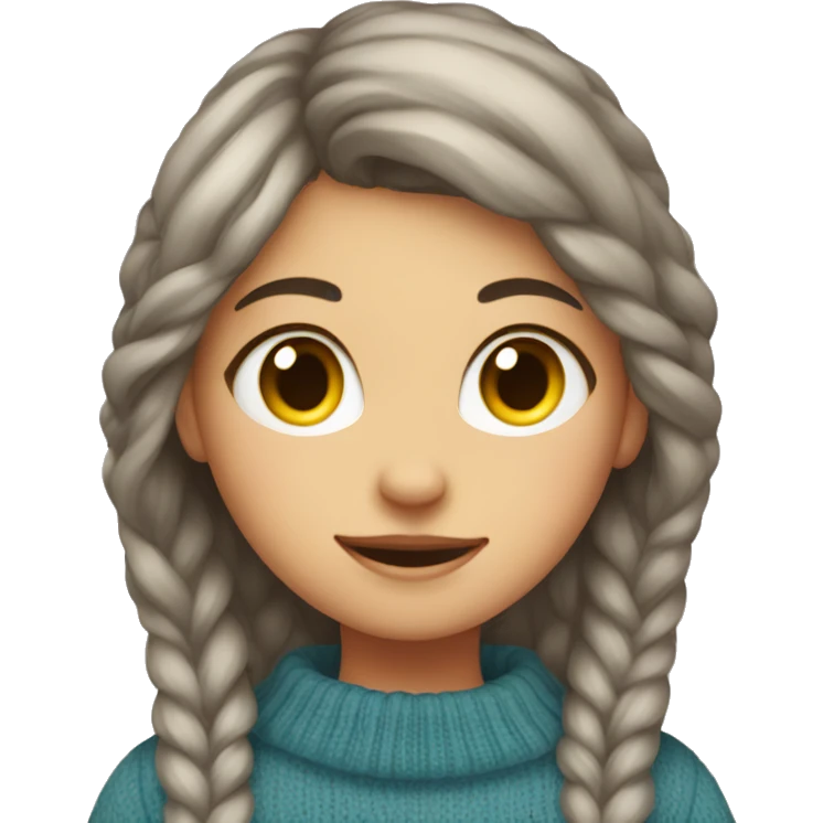 girl in sweater with cat emoji