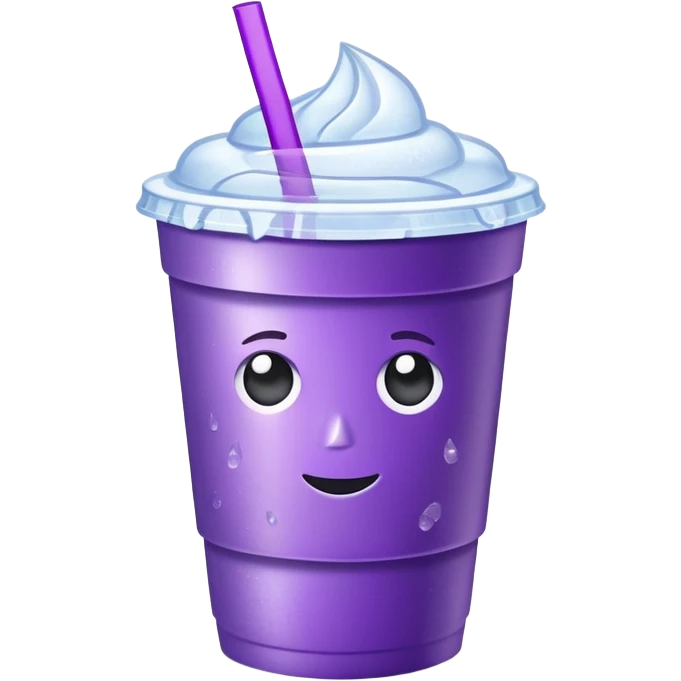 Make a styrofoam cup but 2 in one cup with a purple drink and ice in it emoji