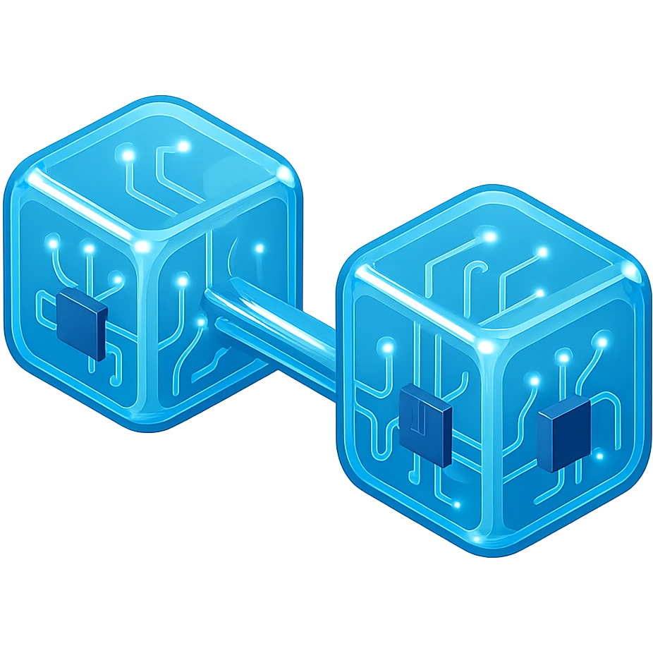 blockchain connection with glossy circuit style emoji