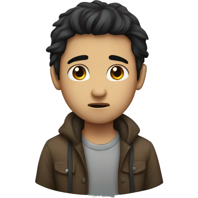 Sad boy long dark hair emoji