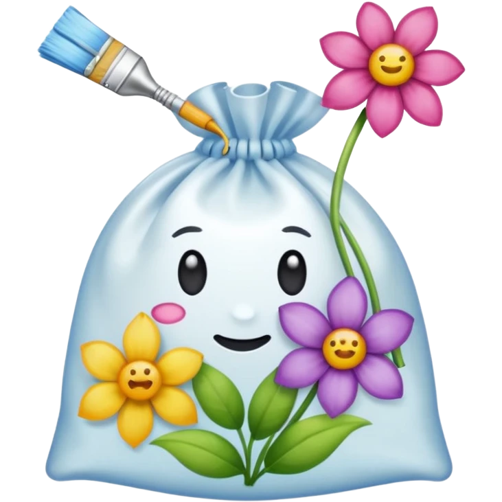 sac plastique noué et gonflé pour tamponner la peinture et créer de magnifiques fleurs colorées. emoji