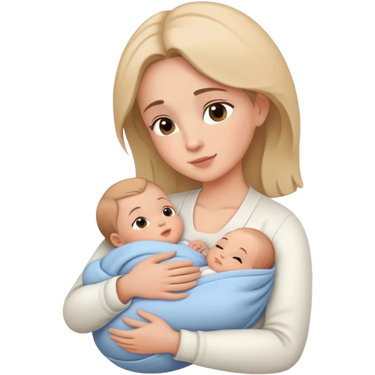 Mother cradling and nursing infant, caring pose emoji