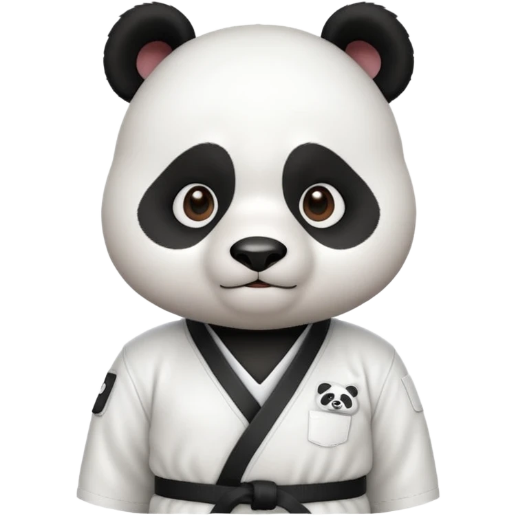 cute panda doing karate portrait, head and shoulders only, wearing white gi uniform, black belt visible, determined face, 3D cartoon, mobile game icon style, clean background, no text, no watermark
 emoji