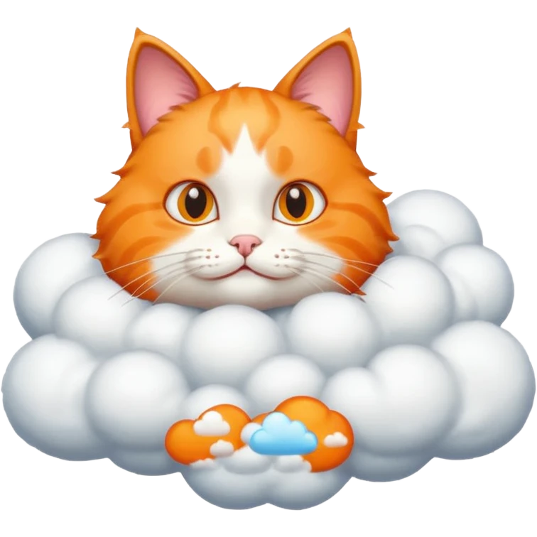 A cat and a cloud emoji