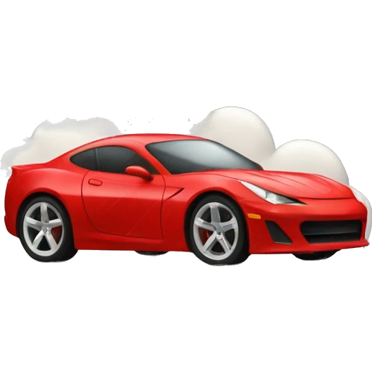 red sports car on road rain clouds emoji