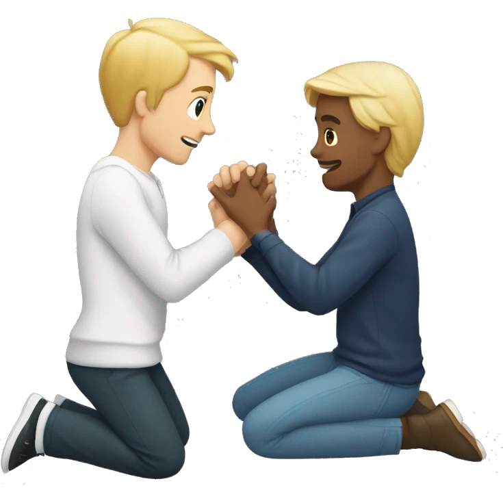 white man with blonde hair proposing  his hand and by kneeling down with a ring emoji