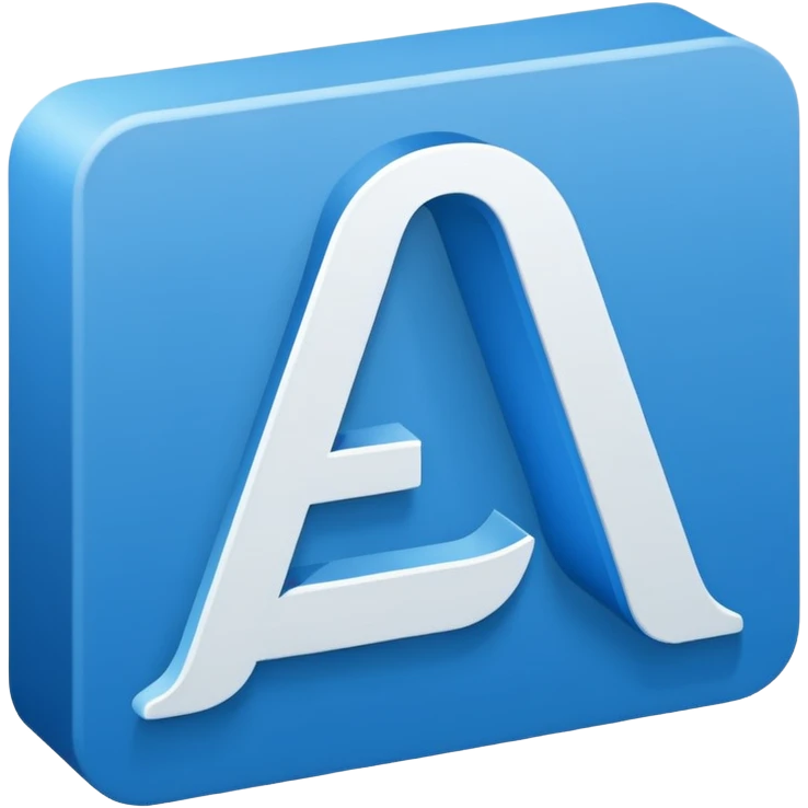 The image is a blue icon with the letter "A" in the center. The letter is in a bold, sans-serif font and is slightly tilted to the right. Below the letter, there is a smaller text that reads "10.9". The background is white and the icon is simple and minimalistic. emoji