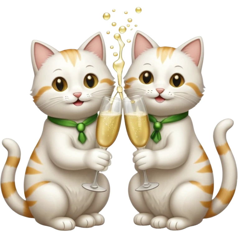 2 happy cats drinking champagne emoji