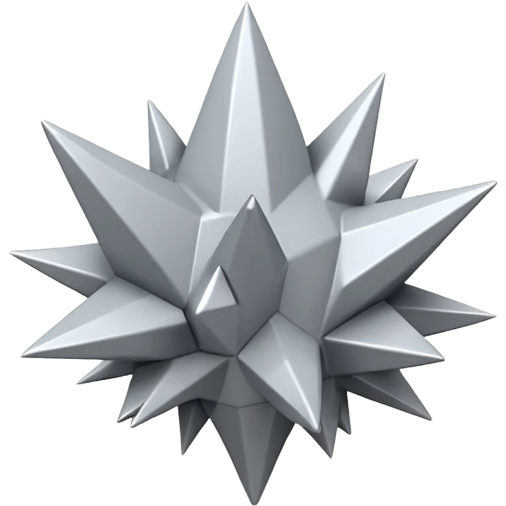 "iOS-style 3D emoji: single irregular jagged spike cluster in light gray and white, sharp edges, subtle glossy reflections, dynamic angles suggesting sudden impact; no circles, no faces, no text, abstract only emoji