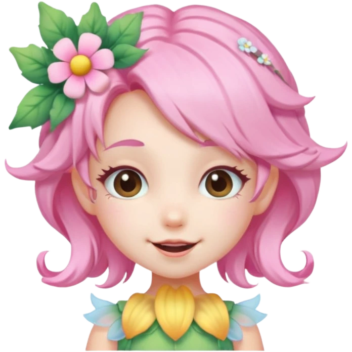 cute pastel fairy girl flower head decoration wink emoji