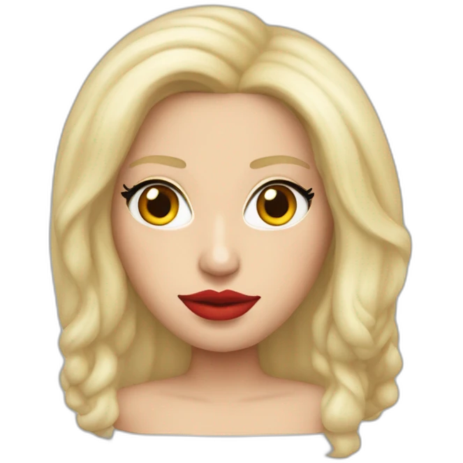 Lady gaga avec les cheveux blond et longs et un rouge à lèvre rouge  emoji