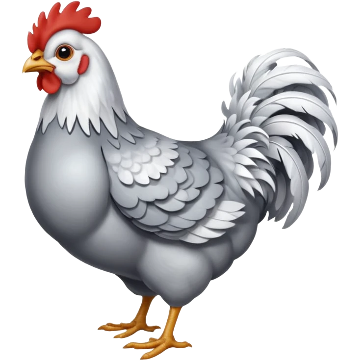 full body silver and white chicken emoji