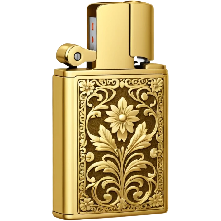 Vintage gold lighter from the Lighter and Princess drama, cinematic lighting, hyper-realistic emoji