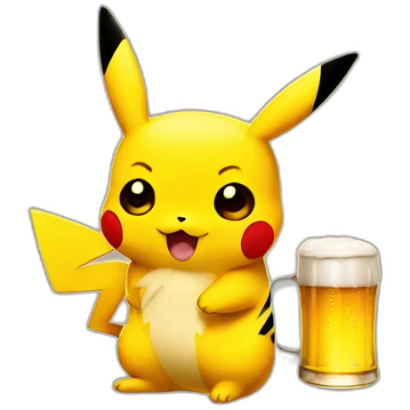 Pikachu with a beer emoji