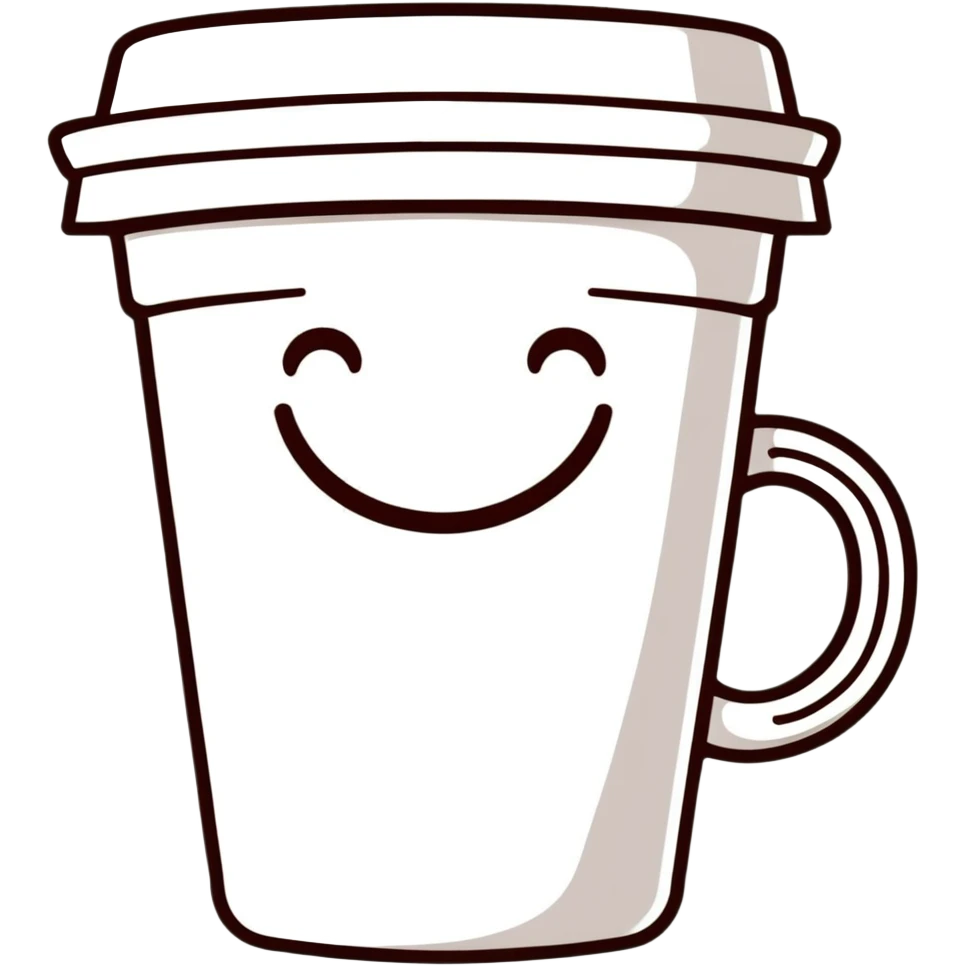 cute coffee cup with smiley face emoji