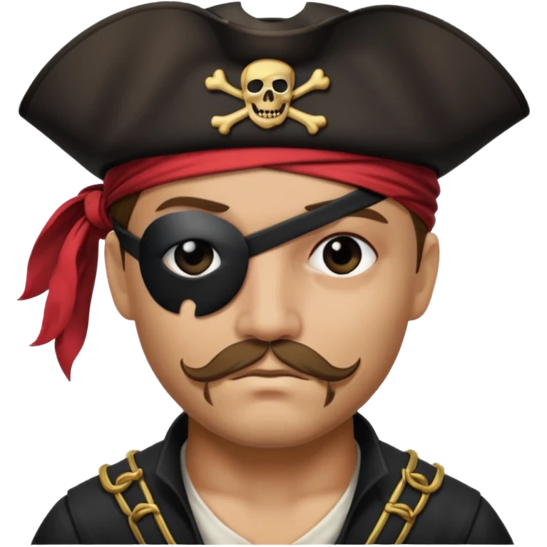 pirate with black eyepatch covering one eye and with only one eye emoji
