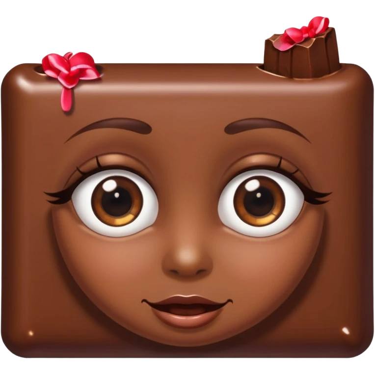 chocolate with eyes and earrings emoji