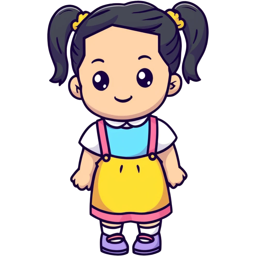 cute cartoon girl with pigtails emoji