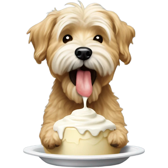 Weaton terrier eating whipped cream emoji