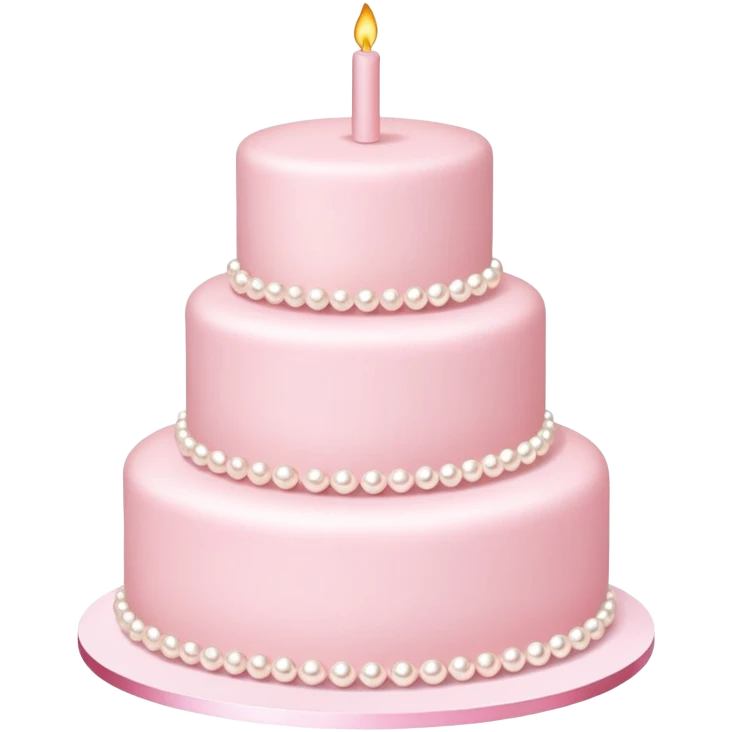 three-tier light pink cake decorated with pearls emoji