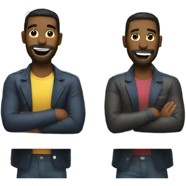 Make 2 very gay men in a shop emoji