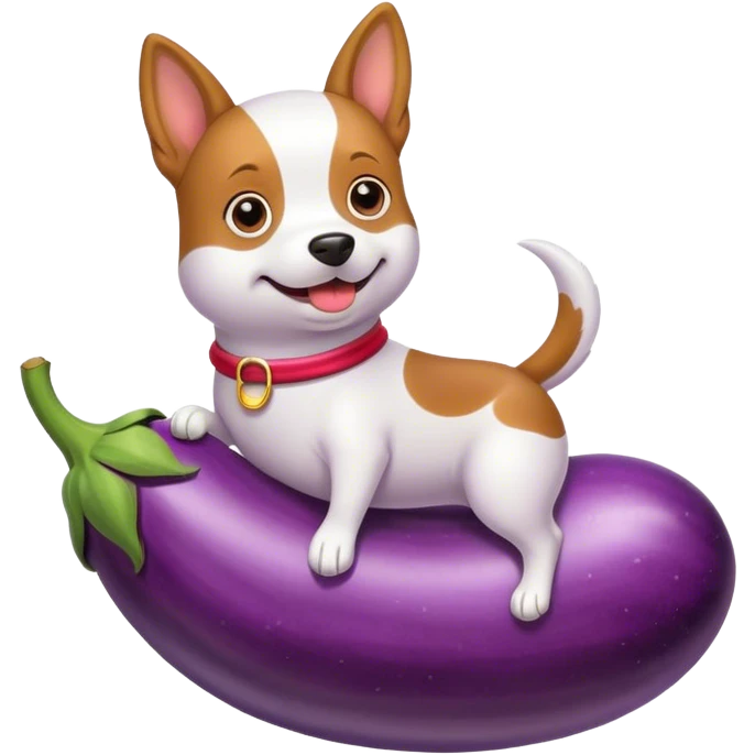 Dog riding eggplant  emoji