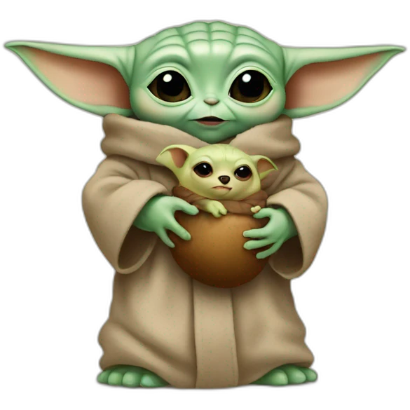 Baby Yoda hold a bear emoji