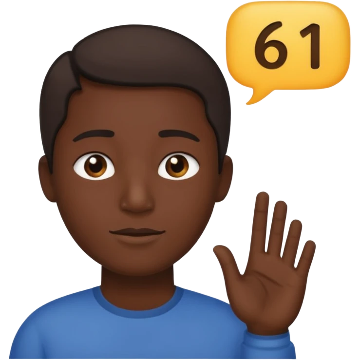 Make a person say 61 and make a bubble of him saying 61 emoji