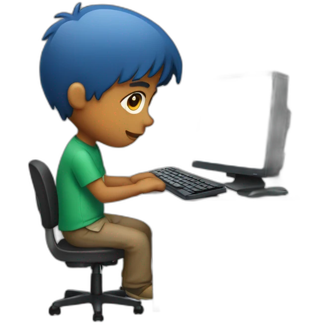 Boy work on computer  emoji