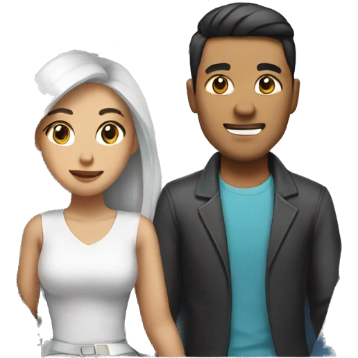 A half white half Asian couple on a plane emoji