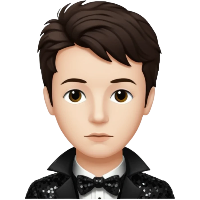 Arthur Rimbaud with dark brown hair, black sequin outfit  emoji