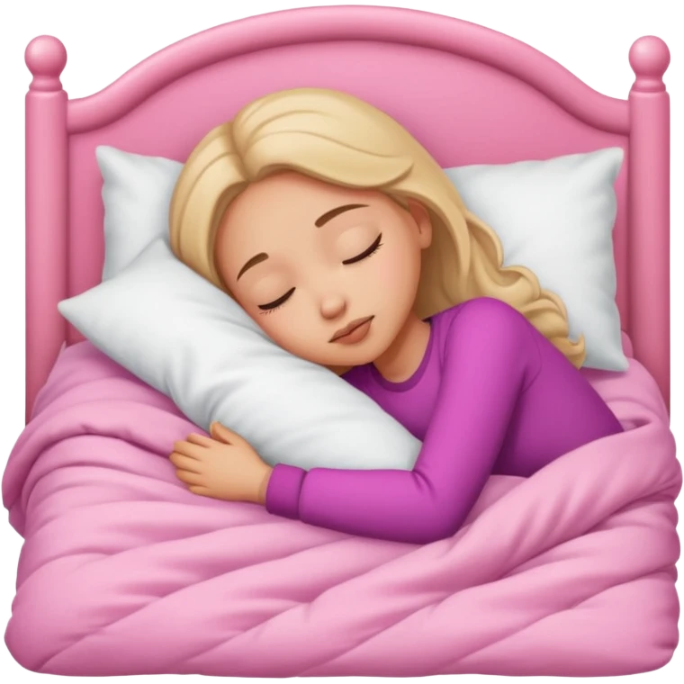 Garota dormindo, cama pink emoji