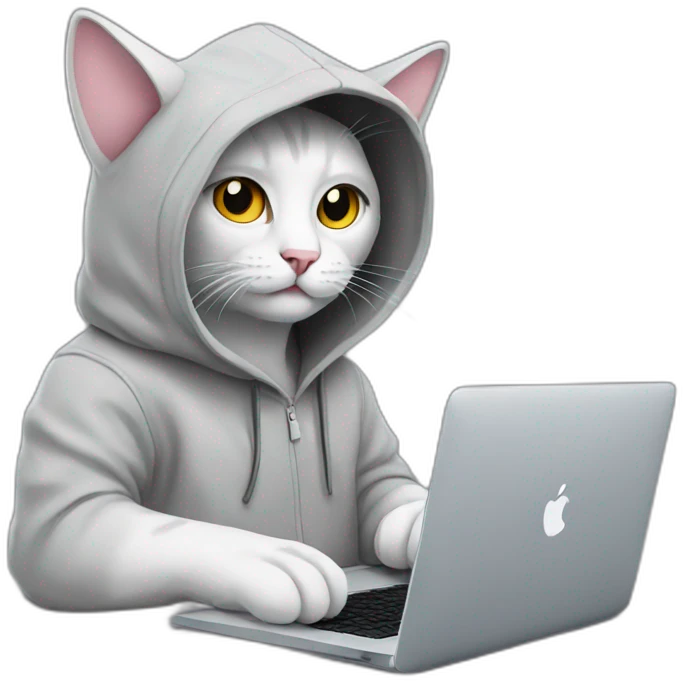 cat with hoodie and a macbook emoji