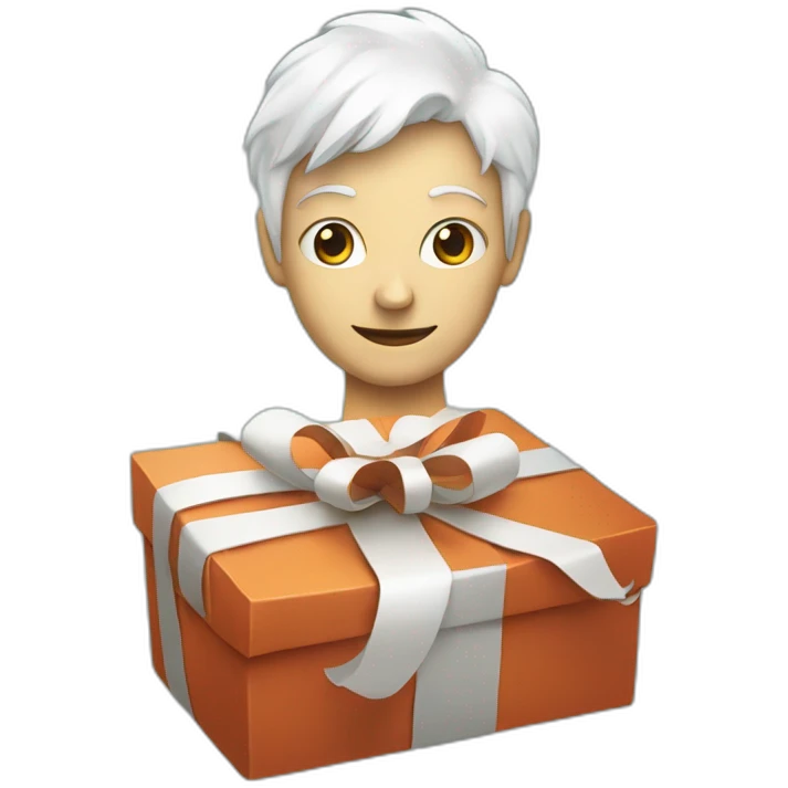 A white person with the head of the solana cryptocurrency logo offering a gift emoji