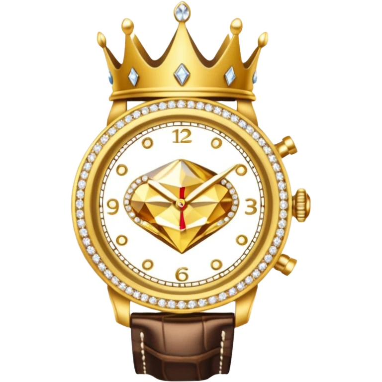Create an emoji that shows a gold crown, a diamond, and a luxury wristwatch together. emoji