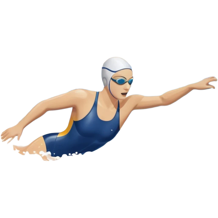 An icon featuring a swimmer in mid-stroke, cutting through the water with a strong, fluid motion. The design includes ripples around the swimmer’s body and a pool lane line in the background, symbolizing speed and technique in swimming. Transparent background highlights the grace emoji
