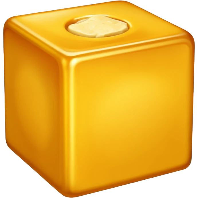 single bouillon cube, hyper-realistic, golden, slightly crumbly, 3D, soft lighting, transparent background, no text or extra elements emoji