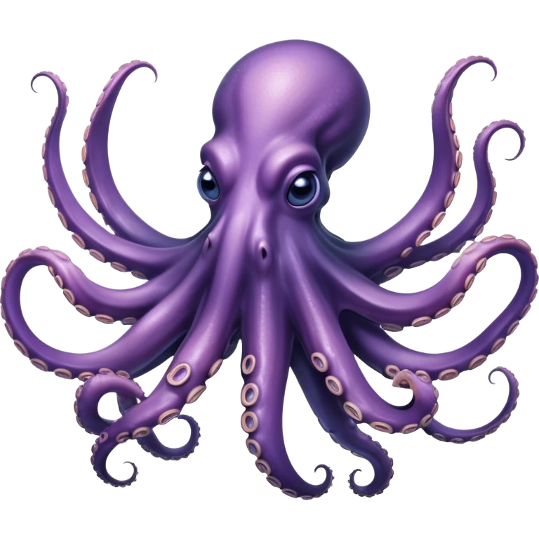 Cinematic Noble Octopus Portrait Emoji, Poised and enigmatic, with a fluid, amorphous body of iridescent, softly tinted skin and eight gracefully undulating arms adorned with delicate suckers, deep, observant eyes reflecting the mysteries of the deep, Simplified yet sharp and sophisticated features, highly detailed, glowing with a soft, oceanic luminescence, high shine, intelligent and mysterious, stylized with an air of deep-sea elegance, focused and fluid, soft glowing outline, capturing the essence of a watchful marine guardian that appears ready to drift out of the screen with effortless authority! emoji