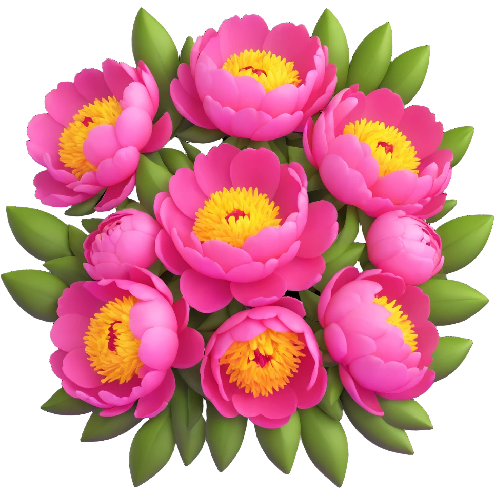 lush bouquet of peony flowers emoji